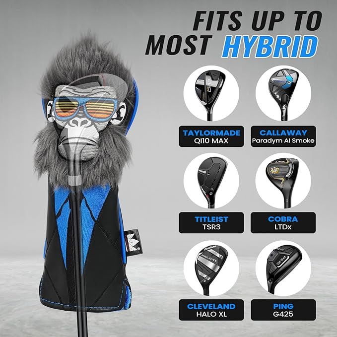 Craftsman Golf Gorilla with Suits Want to Take a Vacation 460CC Driver Headcover Fairway Wood Hybrid Blade Mallet Putter Cover Gift for Men
