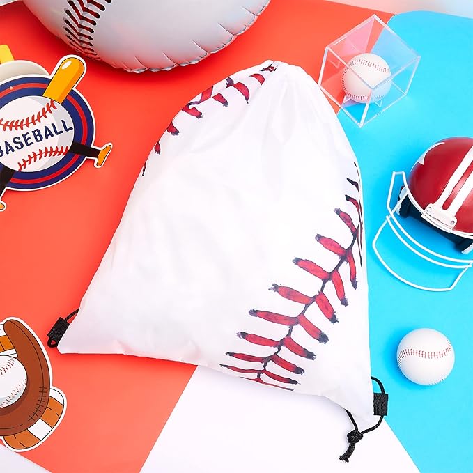 Frienda Baseball Drawstring Backpack Bag Baseball Drawstring Party Favor Bags for Gym Sports Teams(24 Pieces)