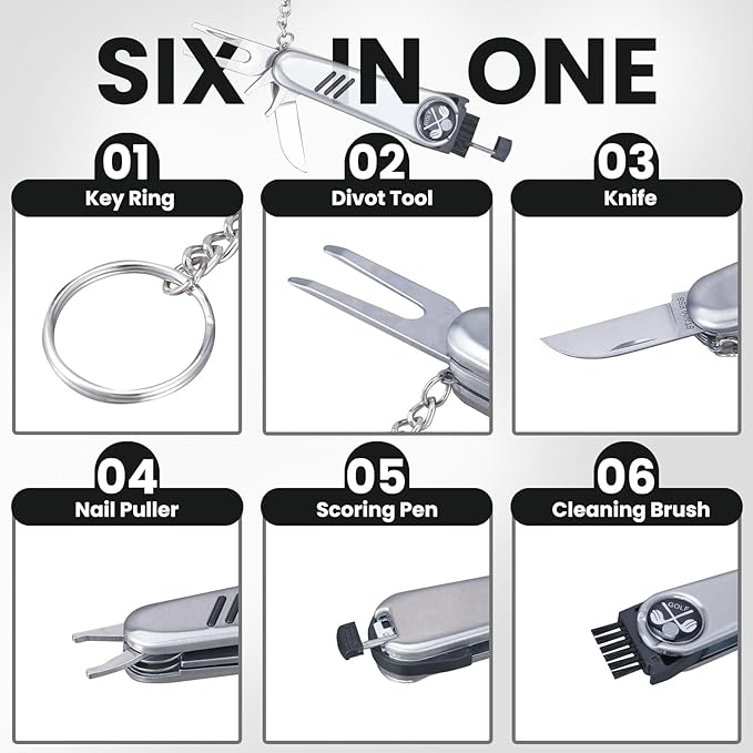 Golf Gifts for Men and Women,Golf Accessories Set with Hi-End Case,Golf Balls,Golf Tees,Golf Multifunctional Divot Tool,Rangefinder Golf Brush,Golf Scorer，Golf Ball Clamp