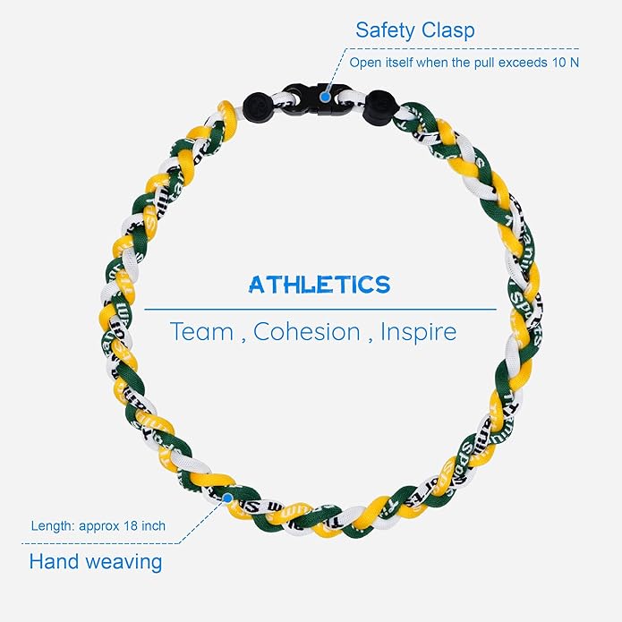 Baseball Rope Necklaces, League Team Colors Braided Necklace, Baseball Team Gifts