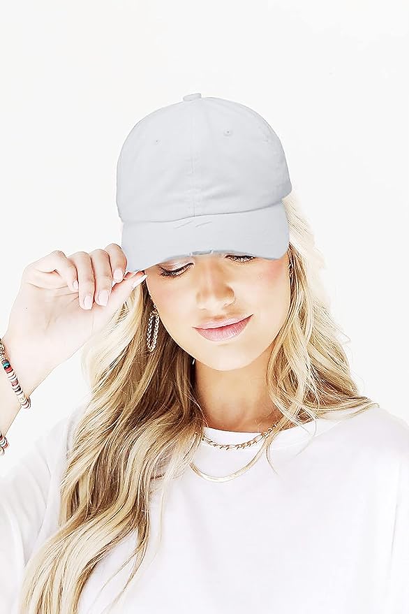 Eohak Ponytail Baseball Hat Distressed Retro Washed Womens Twill