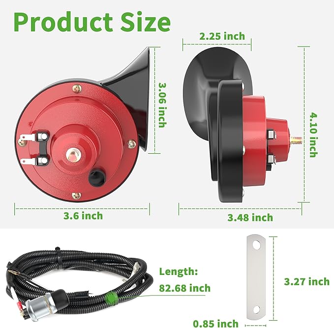 10L0L Universal 12 Volt Golf Cart Horn Kit for Yamaha, EZGO, Club Car - Floor Mount Button Switch, Golf Cart Street Legal Horn Kit