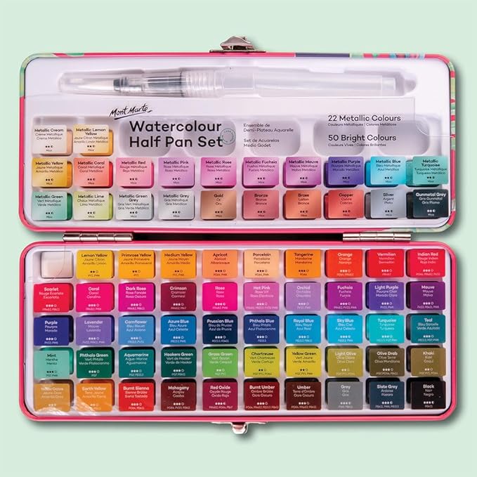 Mont Marte Watercolor Set Full Pan Signature 73pcs, Including 50 Bright and 22 - Image 7