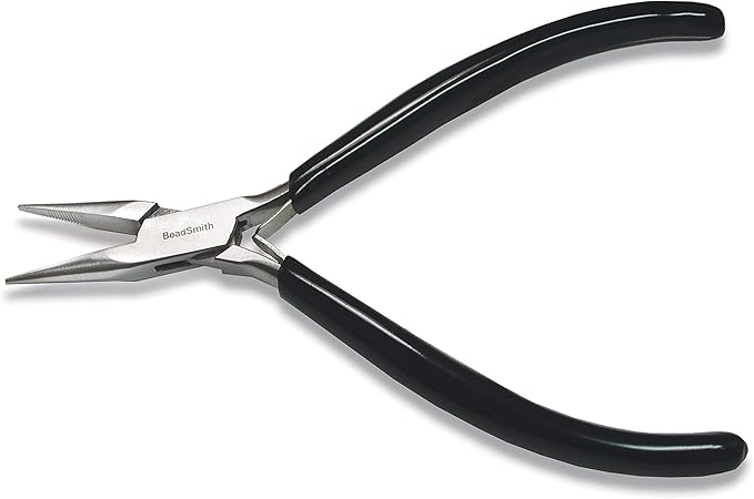 The Beadsmith Chain Nose Pliers – Serrated – Extra Fine Tips – 4.5 inches – PVC by TheBeadsmith
