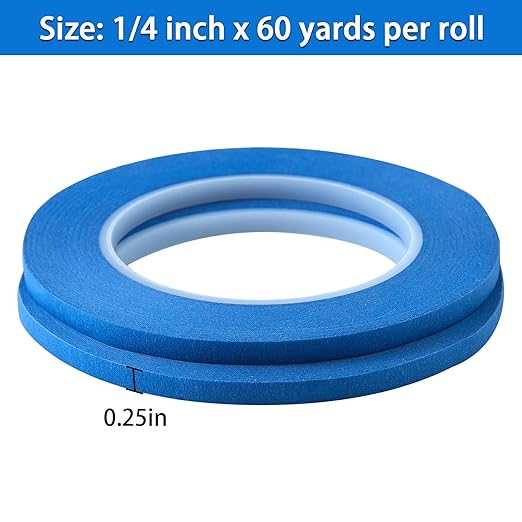 2 Pack 1/4" inch x 60yd Blue Painters Tape Easy Removal Thin Narrow Finishing - Image 2