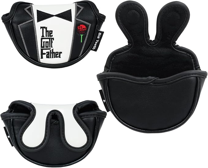 The Golf Father Funny Golf Club Covers, Driver Fairway Wood Hybrid Headcover, Mallet Putter Covers Blade Headcovers Putter Cover Magnetic, Black and White Color Iron Covers for Most Brands