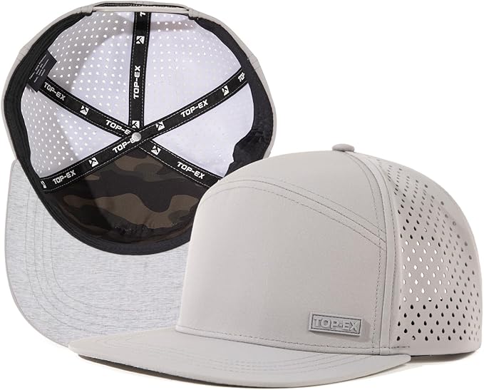 UVCoolix™ Cooling Sweatband Flat Bill Golf Baseball Cap,Breathable Sun Protection,Water-Resistant Snapback Performance Hat