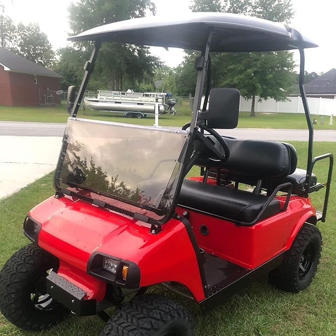 ECOTRIC Tinted Windshield Compatible with 2000.5 to Current Club Car DS Golf Cart Smoke Style Windshield Approximate Dimensions 40"W X 36.5"H Fold Down