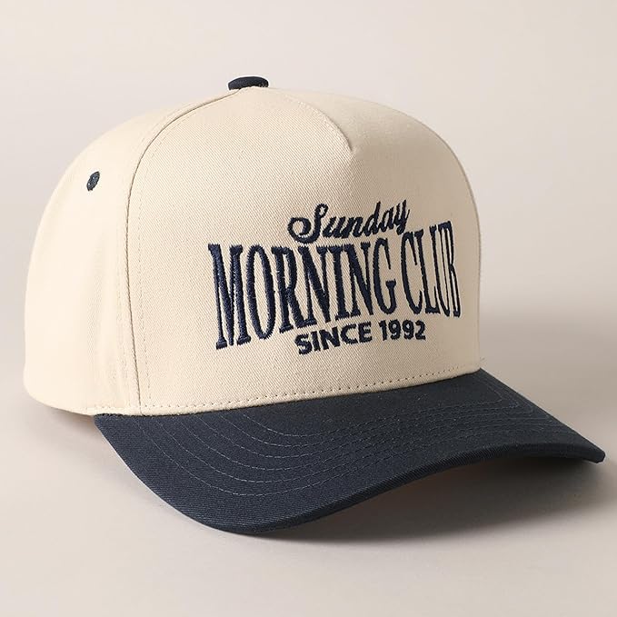 MIRMARU Two-Tone Vintage Canvas Trucker Hats for Men & Women, Adjustable Size Baseball Caps with Trendy Embroidered Design