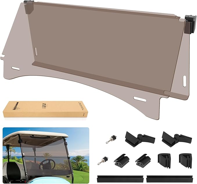 10L0L Golf Cart Windshield for Club Car Precedent 2004-Up, 2017-Up Onward, Tempo, Fold Down Club Car Windshield, Anti-UV Impact Resistant 37.5"W X 33.6"H(Teal)