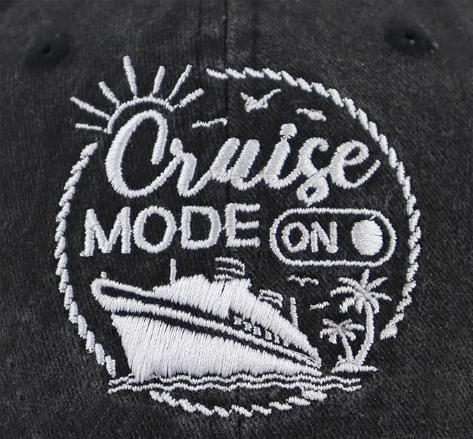 Cruise Mode On Baseball Caps for Men Women, Adjustable Embroidered Cotton Outdoor Hats