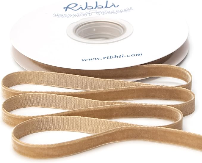 Ribbli Polyester Camel Velvet Ribbon, 3/8 Inches Continuous10-Yard Spool by Ribbli