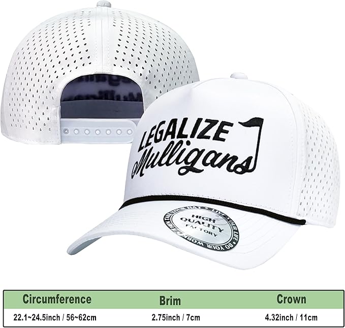 Funny Golf Hats Funny Golf Gifts for Men,Golf Rope Hat for Men,Legalize Mulligans - Black/White
