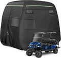 Golf Cart Cover 2/4/4+2 Passenger Heavy Duty Universal Fit for Yamaha EZGO Club Car, 600D Waterproof Windproof Sunproof Golf Cart Seat Covers with Reflective Strips, Zippered Pockets, Zipper Doors