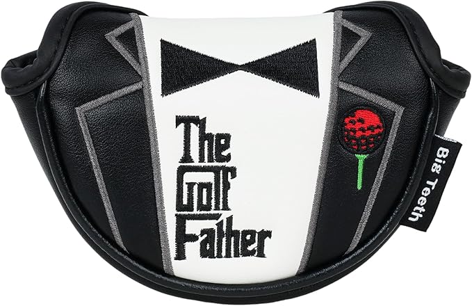 The Golf Father Funny Golf Club Covers, Driver Fairway Wood Hybrid Headcover, Mallet Putter Covers Blade Headcovers Putter Cover Magnetic, Black and White Color Iron Covers for Most Brands