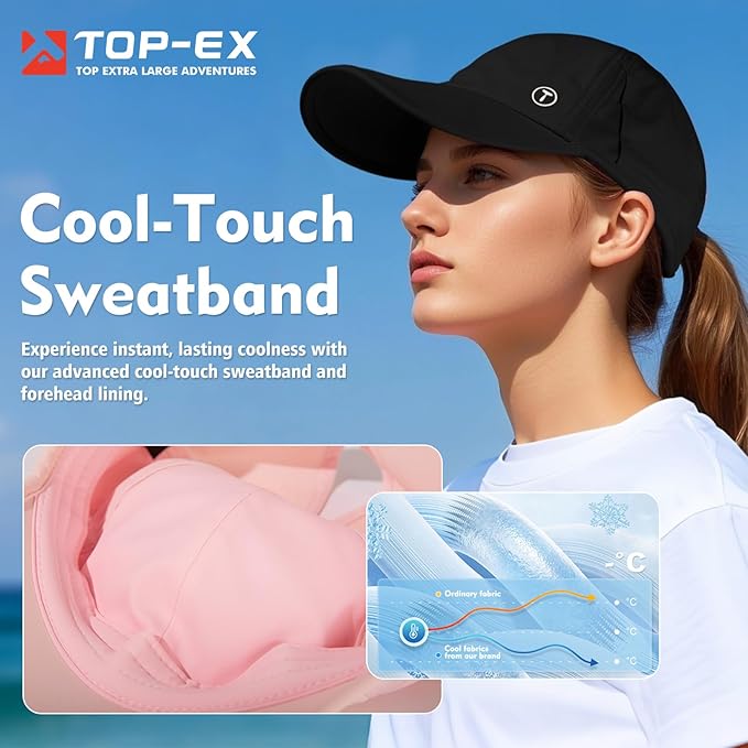 TOP-EX Cooling UV 50 High Ponytail Baseball Cap for Women - Most Women Start with S/M - Breathable for Running Golf Sports
