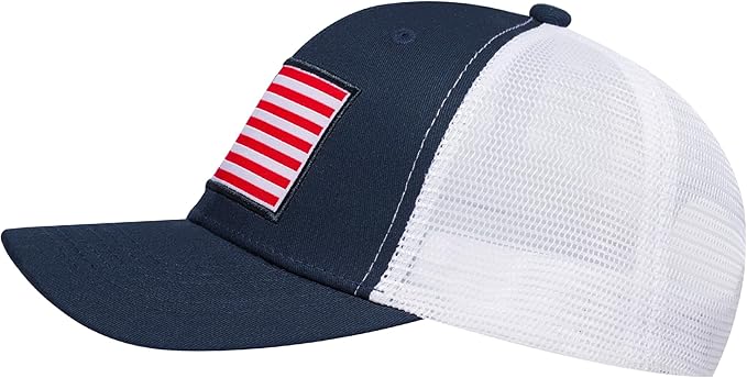 American Flag Trucker Hat, Patriotic Baseball Cap for Men & Women, Breathable Mesh Adjustable Snapback, USA Flag Patch
