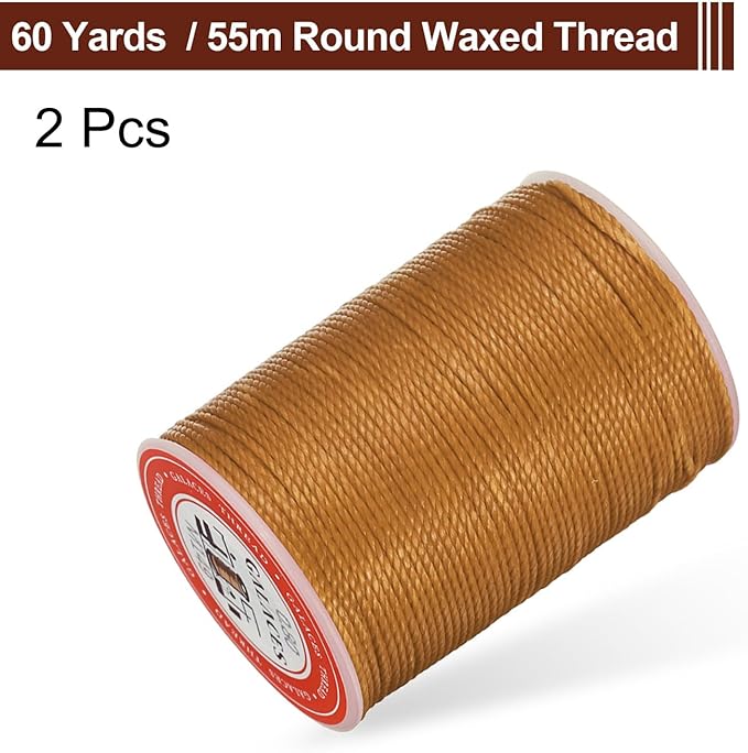uxcell Round Leather Sewing Waxed Thread, 55m / 60 Yards Polyester Wax String - Image 3
