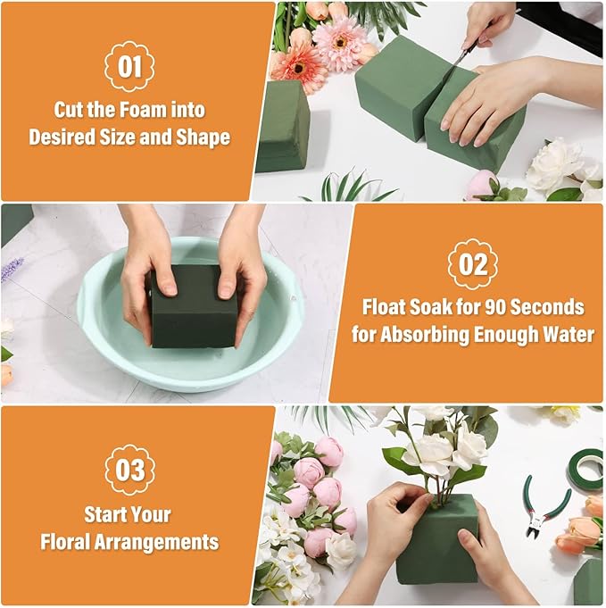8 Pcs Floral Foam Blocks for Flower Arrangement Wet and Dry Green Floral Foam - Image 5