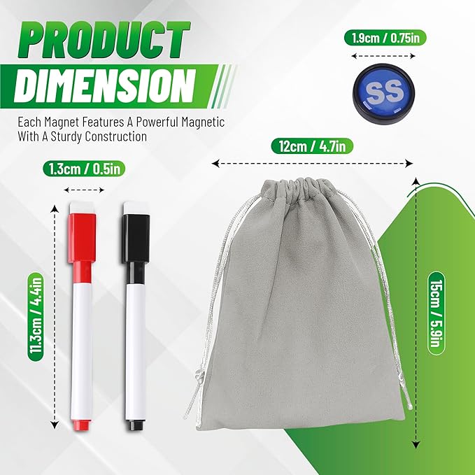 ZPU 23 Picese Baseball Magnets Set with 2 Dry Erase Black Marker Pens, 2 Red Marker Pens, 1 Storage Bag, Tactics Strategy Board Coaches Clipboard Accessories (Board NOT Included)