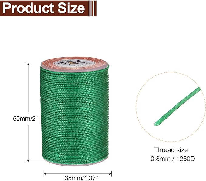 uxcell Round Leather Sewing Waxed Thread, 55m / 60 Yards Polyester Wax String - Image 2