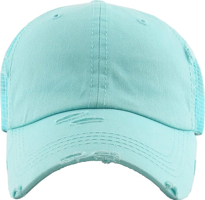Classic Plain Ponytail Messy High Bun Headwear Adjustable Cotton Trucker Mesh Glitter Hat Baseball Cap