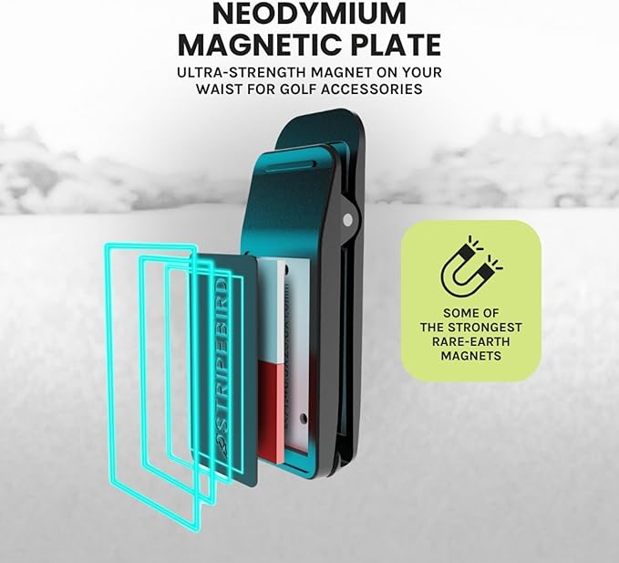 Stripebird - Golf Magnetic Belt Clip (Black) - Magnetic Clip for Attaching Accessories to Belt - Ultra-Strength Neodymium Magnet - Easily Access Accessories