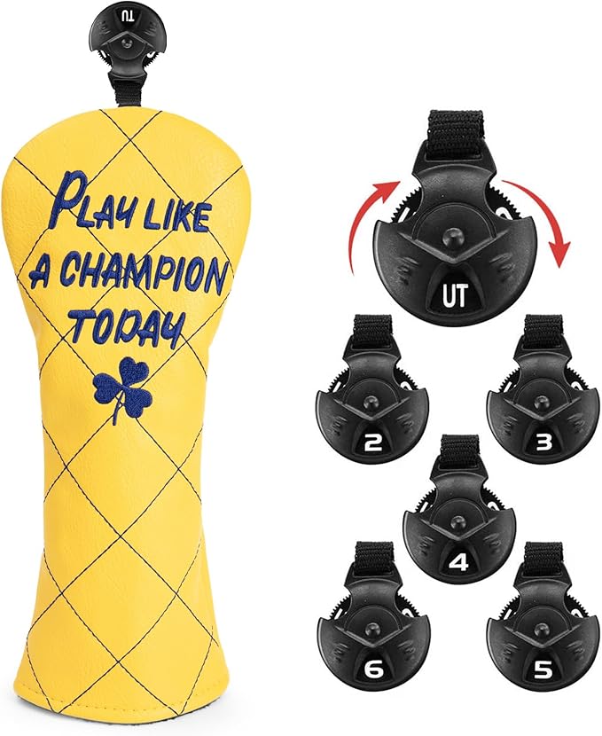 Golf Headcovers Play Like A Champion Today Golf Club Head Covers Advanced Embroidery Premium Leather Driver Headcovers Fairway Wood Covers Hybrid Cover Golf Mallet Putter Cover for DF3 OZ1