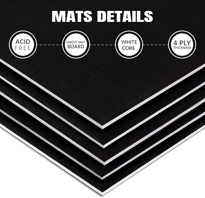 AUEAR, 10 Pack 16x20 Uncut Matte Boards Black Photo Mat Board Great - Image 3