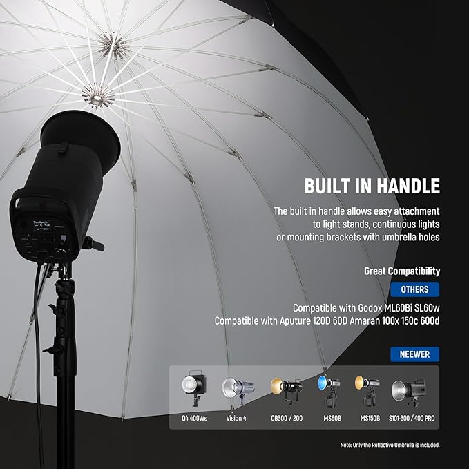 NEEWER 71"/180cm Parabolic Reflective Umbrella Photography - Image 5