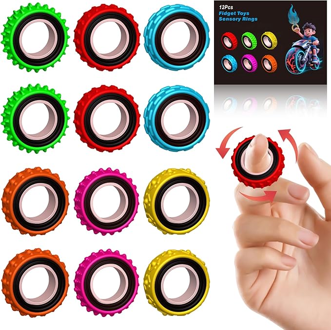 Fidget Toys Sensory Ring for Kids, Finger Spinner Rings Quiet Finger Spinne Fun by RBQXNW