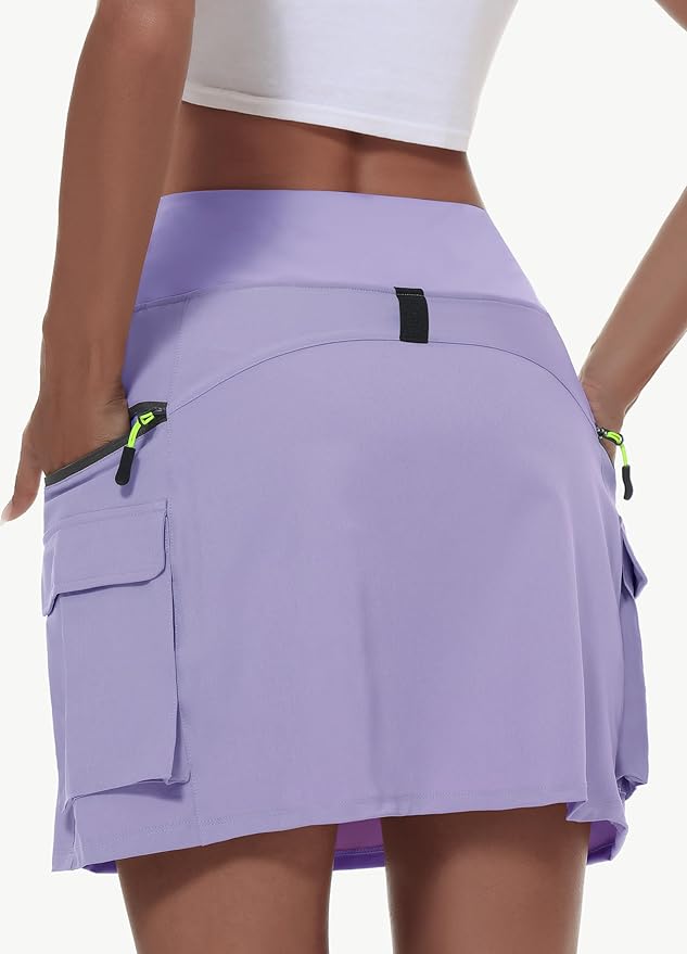MIVEI Skorts for Woman - Hiking Cargo Skorts with Zipper Pockets, High Waisted Quick Dry Golf Workout, Dressy Casual