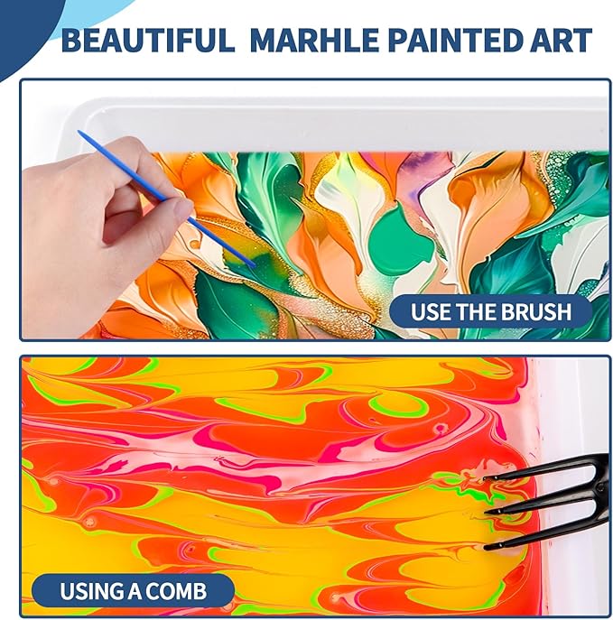 Water Marbling Paint Kit for Kids, Arts & Crafts, Age 3-12, Includes 6 Colors - Image 4