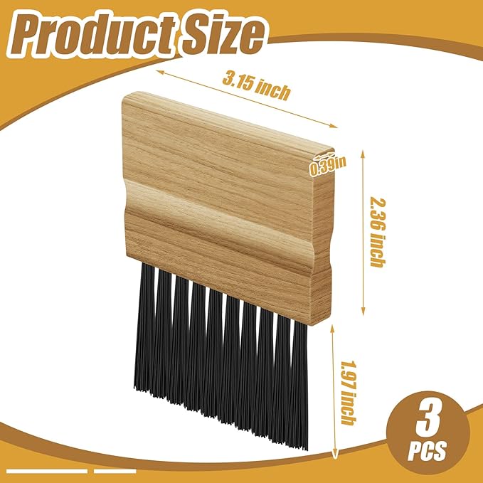 Suclain 3 Pieces Umpire Brush with Wood Handle Softball Baseball Home Plate Brush for Umpire Equipment Kit, Black 4.33 x 3.15 x 0.39 Inches
