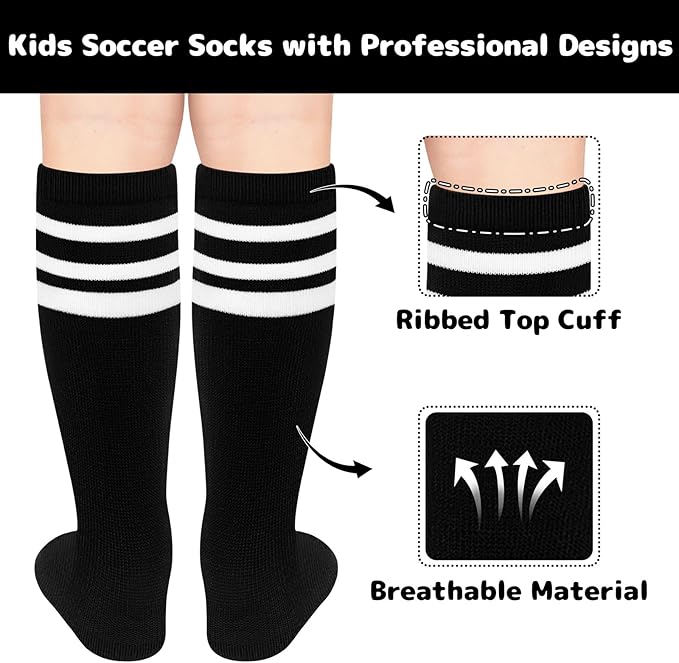 Olreco 1 Pack Toddler Kids Youth Soccer Socks Girls Boys Baseball Socks Youth Knee High Softball Football Accessories Cotton