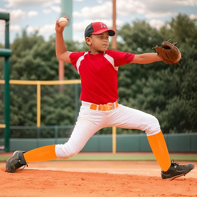 Dxhycc Youth Baseball Socks and Belt Combo Set Softball Baseball Socks and Elastic Waist Belt for Youth Boys Girls