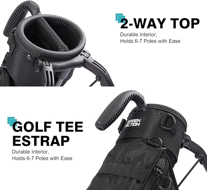 Sunday Golf Bag with Strap & Stand, Lightweight Golf Stand Bags with Two-Way Divider/Cooler Pocket, Golf Club Bags Holds 5-6 Clubs for Driving Range, Par 3 and Standard Courses