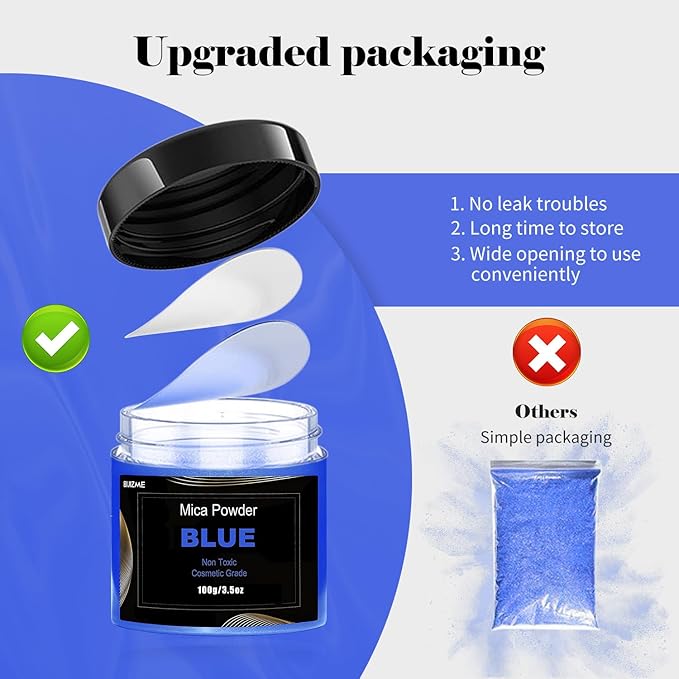 Blue Mica Powder Pigment -Cosmetic Grade Metallic Mica Powder - Image 3