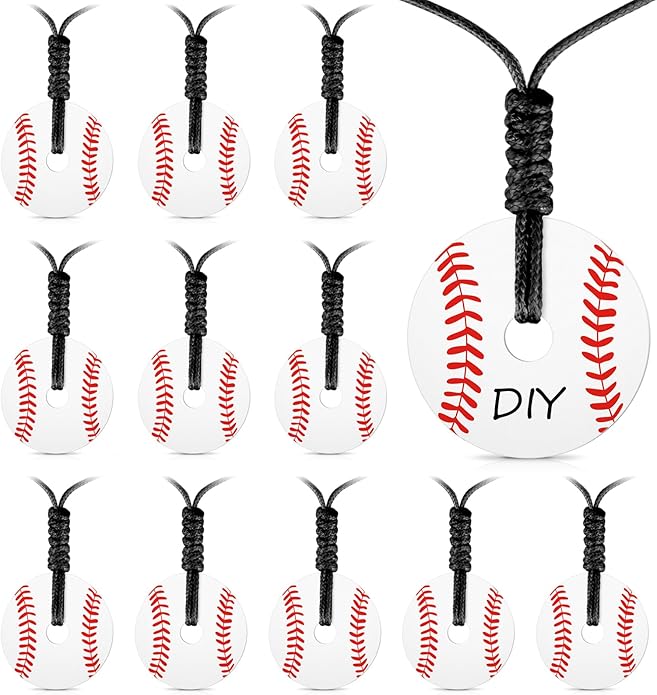 Baseball Pendant Necklace, Adjustable Baseball Game Day Drip Necklace for Men Women Fan Lovers Coach Team