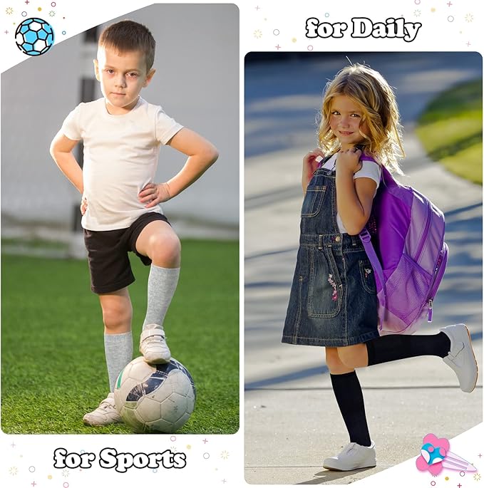 Sarfel Kids Soccer Socks Toddler Soccer Socks Girls Boys Soccer Socks Kids Tube Socks with Stripes Toddler Knee High Socks