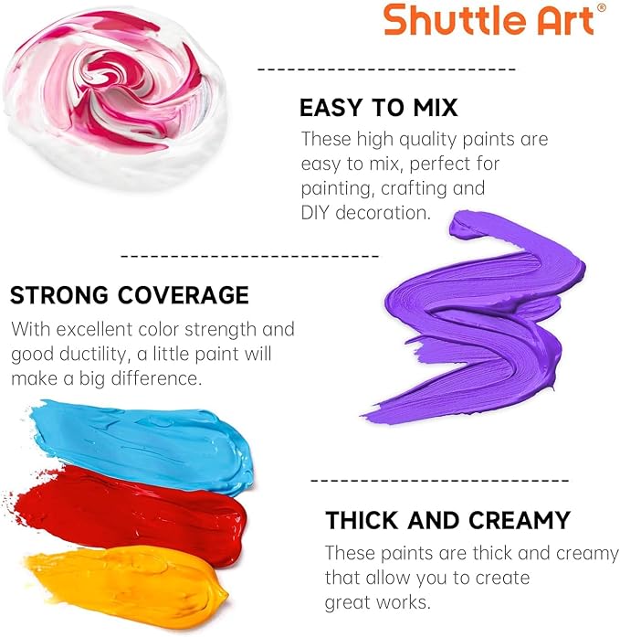 Shuttle Art Acrylic Paint, 24 Colors Acrylic Paint Bottle Set, 250ml/8.45oz Each - Image 4