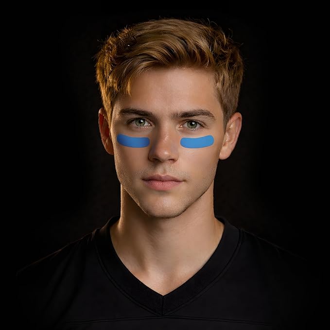 DRIP Strips Pro-Grade Eye Black Stickers, 24 Pairs, Natural Flex & Stretch Eye Black Face Strips, Breathable, Sweat-Proof, Eye Black Baseball, Softball, Football, Lacrosse, One Pride Blue OG Strips