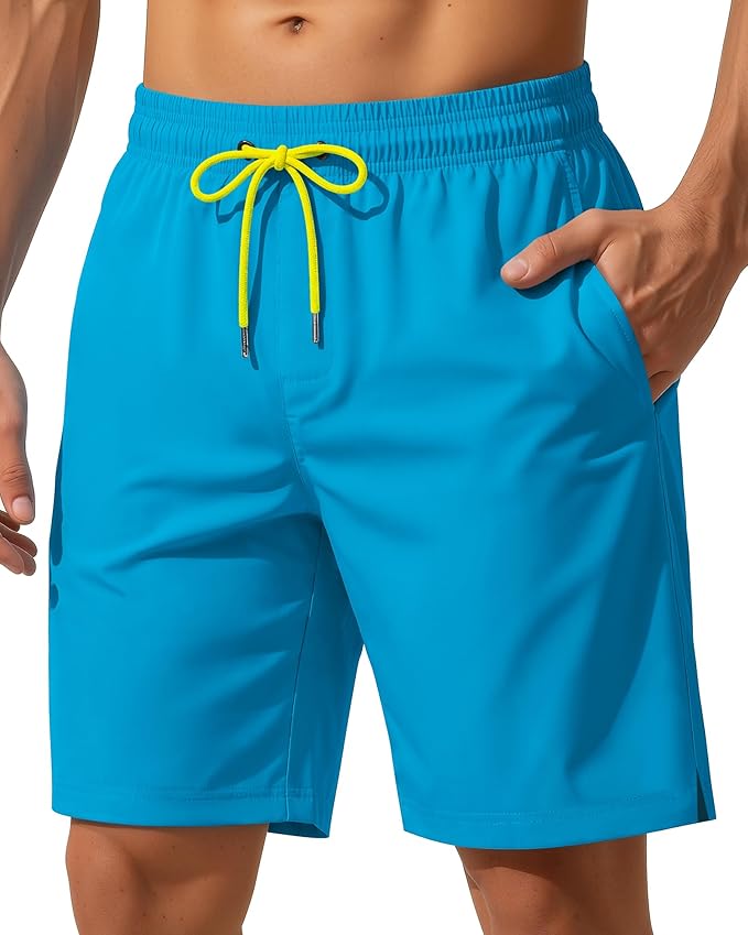 9 Inch Men Swim Trunks with Mesh Lining Quick Dry Breathable Pockets for Summer Beach Cruise Water Park Gym Running