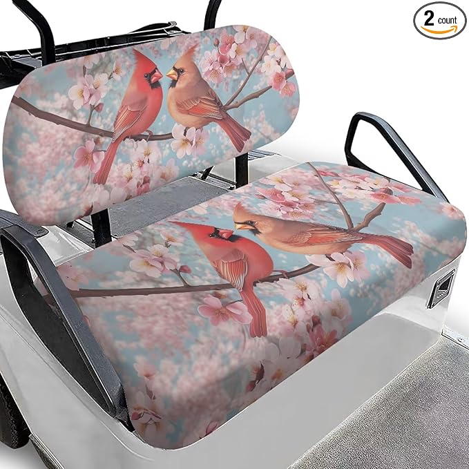 Suobstales Golf Cart Front and Rear Seat Cover Set for EZGO TXT RXV & Club Car DS 2 Passenger, Washable Bench Seat Covers Kit