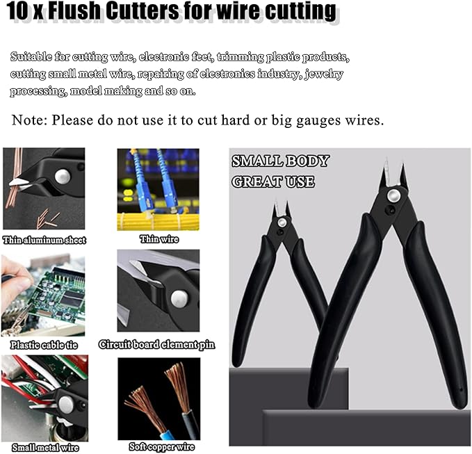 YaeCCC 10 Pack Wire Cutters Black Diagonal Cutting Pliers - Image 7