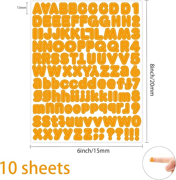 Letter Stickers, 1/2 inch 10 Sheets Orange Alphabet Sticker, Self Adhesive - Image 2