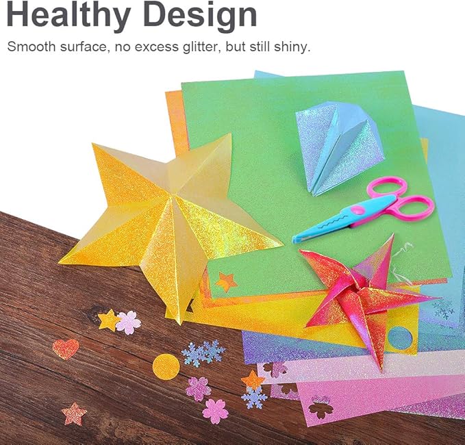UCEC 50 Sheet Shiny Origami Paper 10 Colors Square Iridescent Origami Paper - Image 3