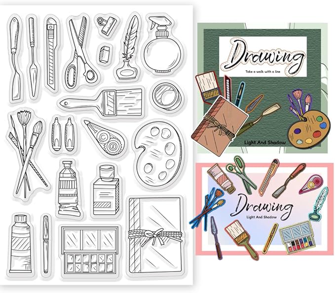 Painting Tools Clear Stamp for Scrapbooking Paint Brush Silicone Clear Stamp by BEUNITONE
