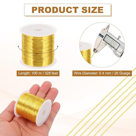 PATIKIL 26 Guage/ 0.4 mm 328 Feet Jewelry Craft Wire, Copper Beading Wire - Image 2
