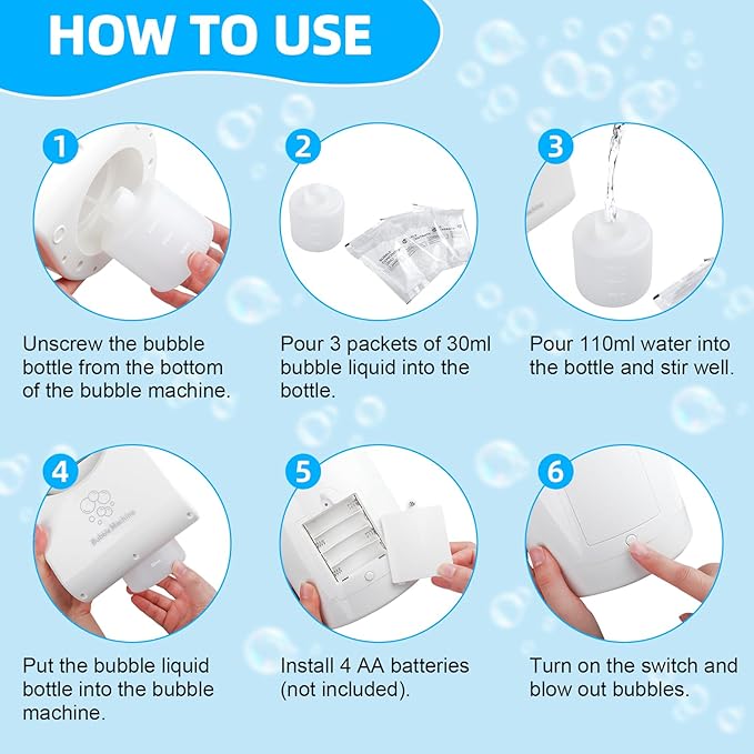 Bubble Machine for Kids Toddlers, Automatic Bubble Blower, Portable Adjustable - Image 5